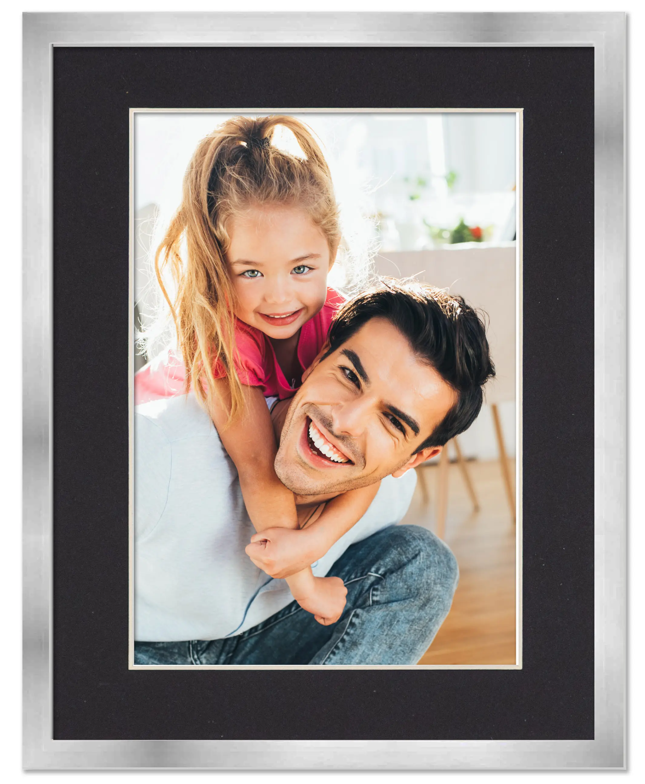 16x20 Frame with Mat - Silver 18x24 Frame Wood Made to Display Print or Poster Measuring 16 x 20 Inches with Black Photo Mat