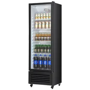 VEVOR Commercial Merchandiser Refrigerator, 11.47 CU.FT Glass Door Display Refrigerator, Upright Beverage Refrigerator Cooler Merchandiser with 4 Adjustable Shelves, Casters, Soft LED Light, Black