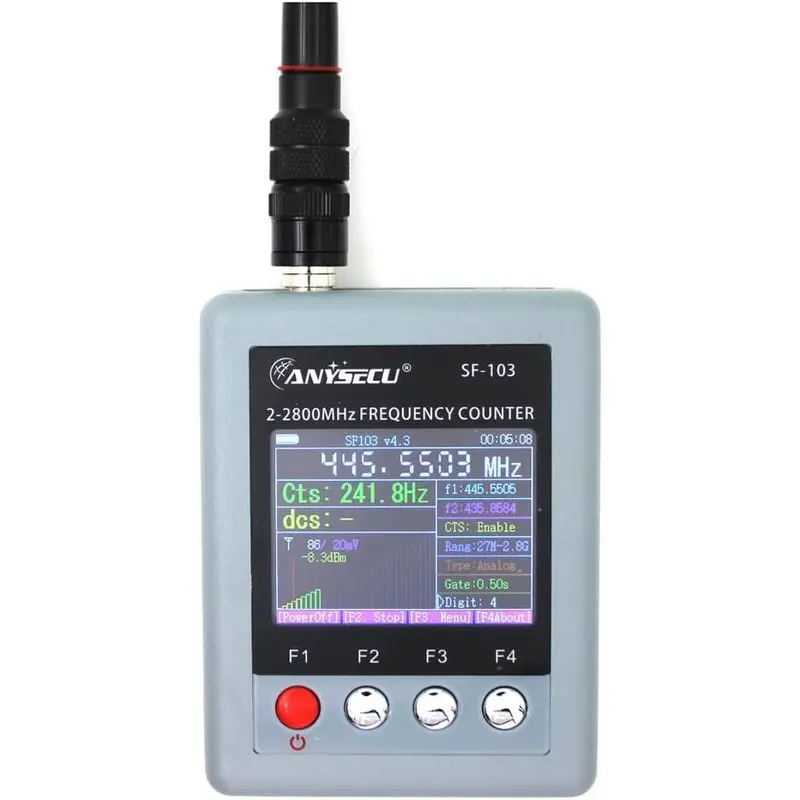 SF-103 Portable Frequency Counter - SF401 Digital Tester Upgrade, 4-Button Control, 2MHz-28GHz Easy Ranges Continuous Wave Tool for 2-Way Radios Parameter Measuring, Small Compact Size