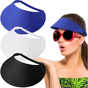 3 Pcs Sun Visors for n Solid String Sun Hat Fabric Foam Adjustable Soft ns Golf Tennis Visor