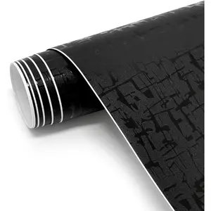 Black Forged Carbon Fiber Vinyl Wrap for , Self Adhesive Bubble Free Gloss  Wrap Vinyl Roll DIY Auto Decal Film for Interior and Exterior (Yama Textured, 1ft x 10ft)