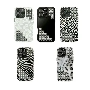 Studded Snow Leopard Themed Phone Case 11-17