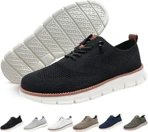 Lightweight Mesh Sneakers for Men, Business Casual Oxfords, Breathable Lace-Up Loafers, Comfortable Walking Shoes for Everyday Use