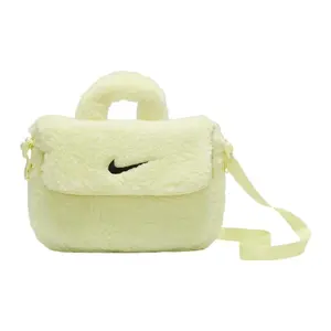 Nike Adjustable Strap Flap Closure Fabric Handbag Shoulder Crossbody Bag For Women In Bright Green