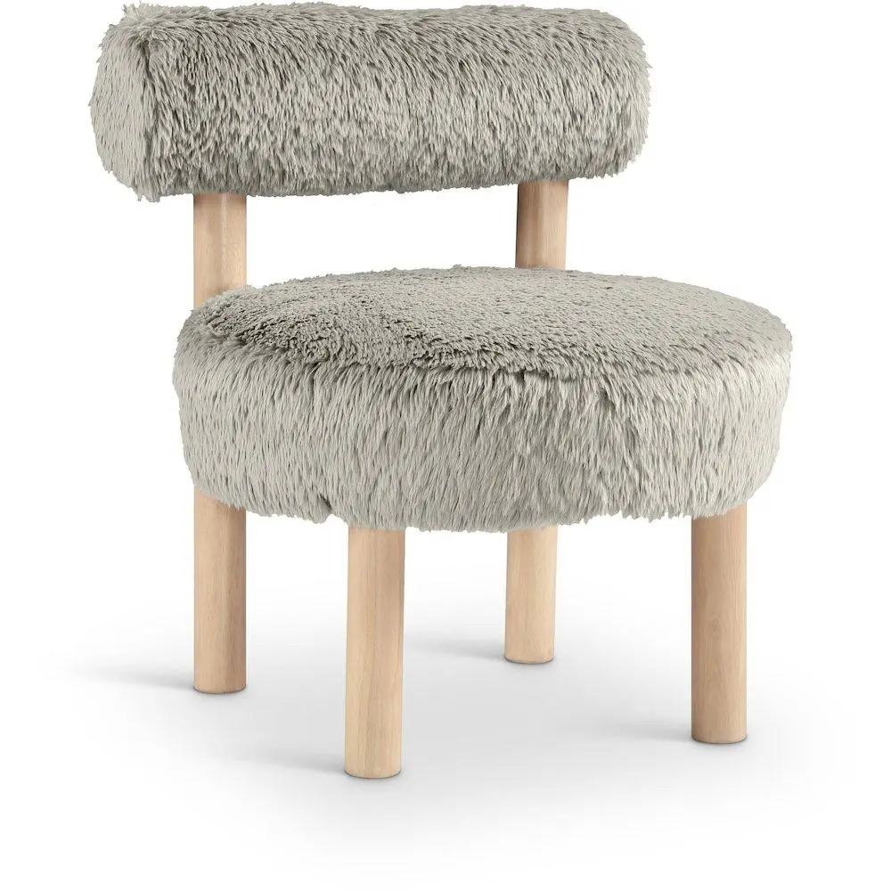 Ambre Taupe Accent Chair - Durable Vegan Shearling Fabric Upholstered Armchair for Contemporary Home Decor, Luxurious Natural Finish Ideal for Gatherings, Any Space