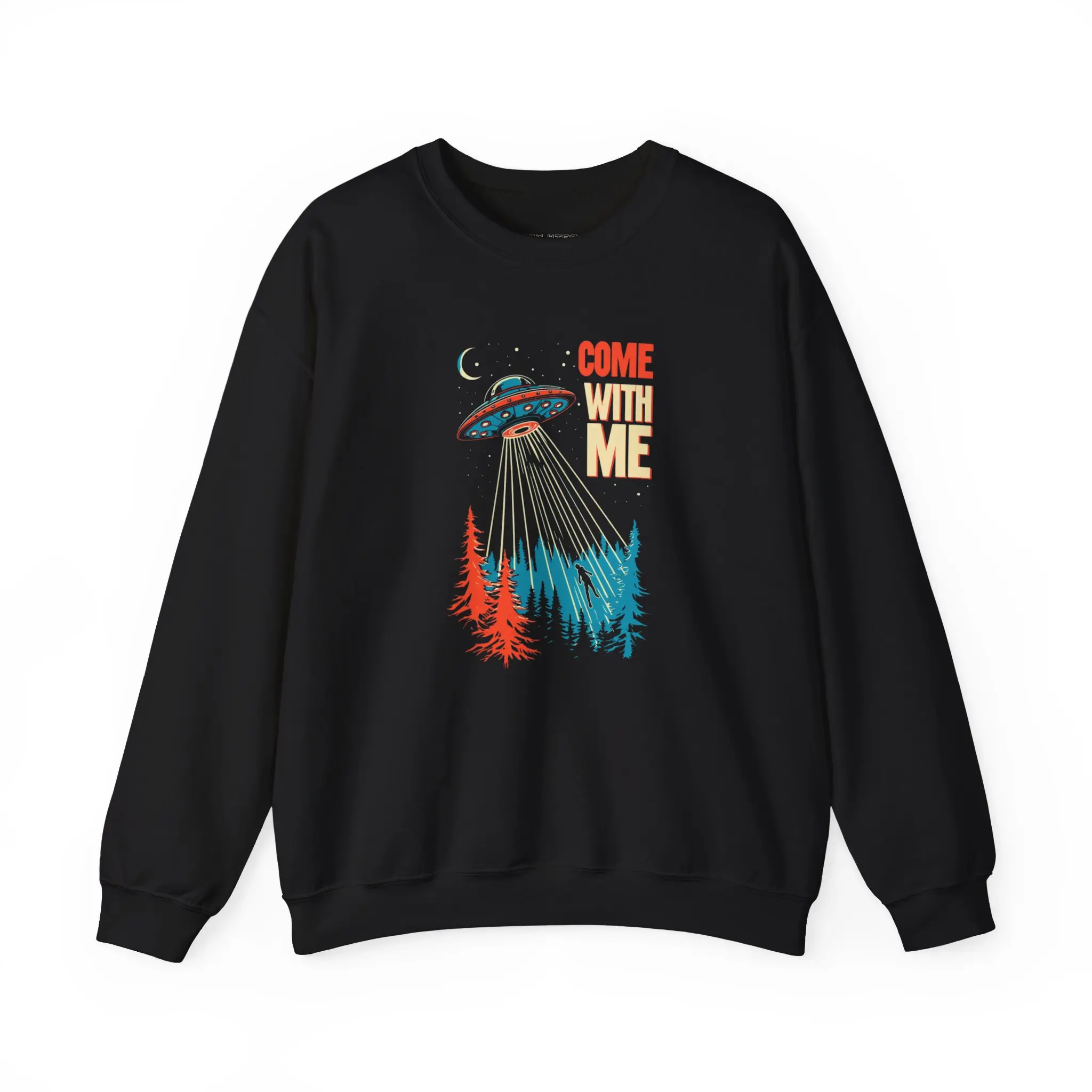 Alien Abduction UFO Graphic Sweatshirt, Retro Outer Space Crewneck, Unisex Pullover Jumper, Sci-Fi Clothing Gift, Area 51 Apparel, Vintage