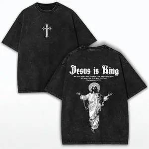 Jesus Is King Washed T-Shirt: Oversized Christian Streetwear