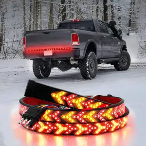 60 Inch Fishbone Shaped LED Tailgate Light Strip, Brake Running Sequential Turn Signal Strip Strobe Light Bar for Pickup Trucks, Cars, Suvs, Includes Installation Manual, Screws, Adhesive, LED Car Lights