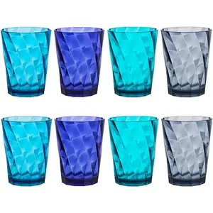 Optix Plastic Reable Drinking Glasses (Set of 8) 14oz Rocks Cups in  Colors | BPA-Free Tumblers,  A | Top-Rack Dishwasher Safe