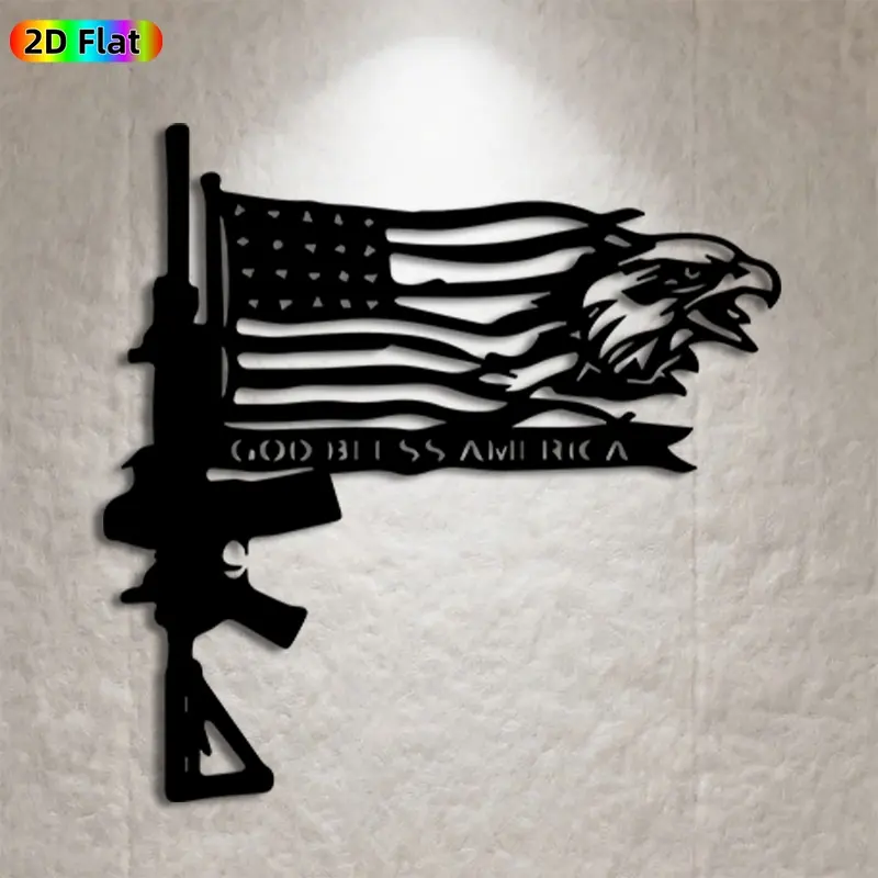 1pc American Flag & Eagle Metal Wall Art, Patriotic Flag Statue Mural, Modern Home Decoration, Gift for Independence Day, Veterans Day, Patriotic Decor Enthusiasts, Perfect for Outdoor Fence & Living Room Wall Decor Enthusiasts