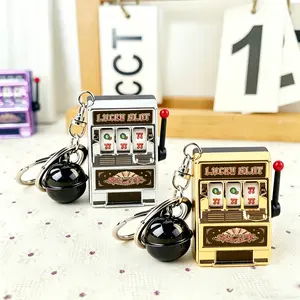 Mini Fruit Slot Machine Keychain with Lucky Slot Design and Bell Charm