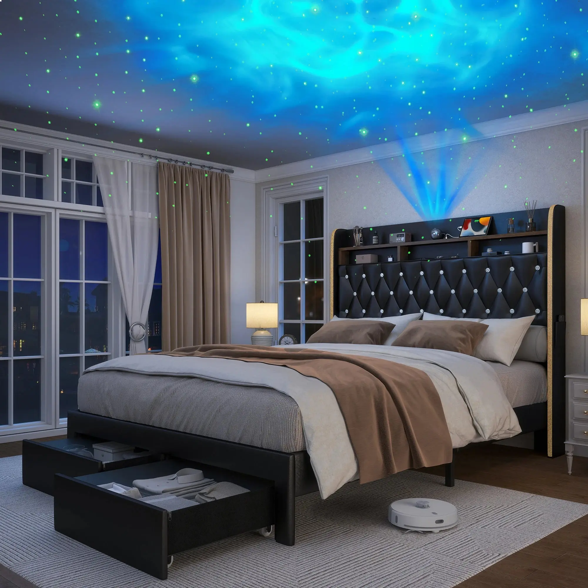 LED Bed Frame/ Storage Drawers