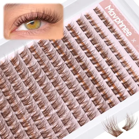 Wispy Curl Cluster Eyelash Extensions - C-Curl, 216 Pcs Left+Right High-Performing Long Lasting DIY Lash Extensions for Beginners, At-Home Cat Eye Application
