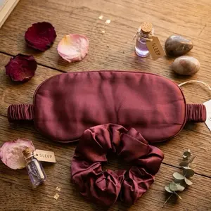 Taniri Women's Silky Satin Sleeping Mask with Scrunchie Set - Elegant Eye Sleep Mask, Comfortable, Elastic Back, Hang-Dry Single Item Accessory