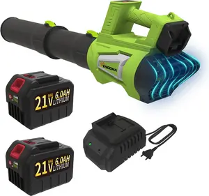 Cordless Electric Leaf Blower, 21V Brushless with 2 Pack 6Ah Batteries, Charger & Strap, Quiet 6-Speed Air Blower with LED Display for Lawn Care, Leaf Removal