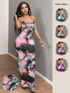 Summer;Elegant, Sexy & Comfortable Tie-Dye Pattern Slip Dress Homecoming Dress