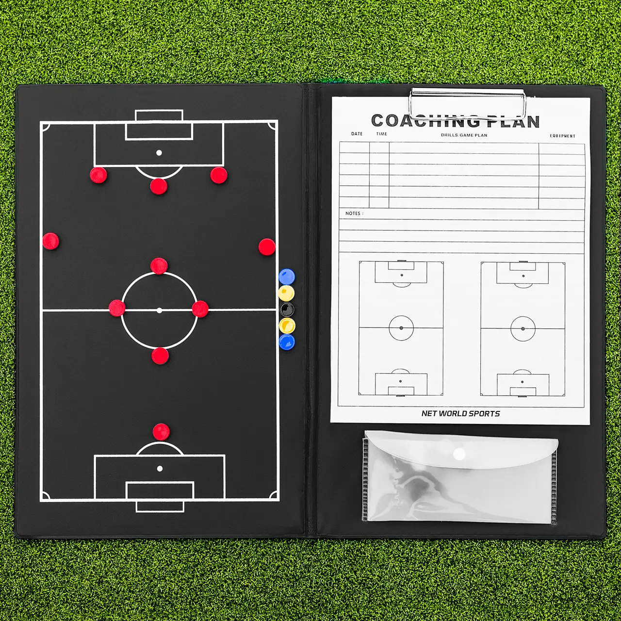 FORZA Magnetic Soccer Tactics Folder - Black | Portable & Professional Soccer Coaches Clipboard for Strategy Planning & Analysis