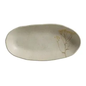 Porto Brasil Porto Brasil Organic Flower Print Stoneware Serving Platter - Set of 4