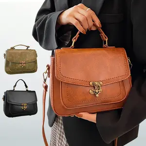 Elegant Retro Shoulder Bag for Women Textured PU Leather Saddle Satchel with Top Handle Square Crossbody Bag for Travel and Holiday Gifting