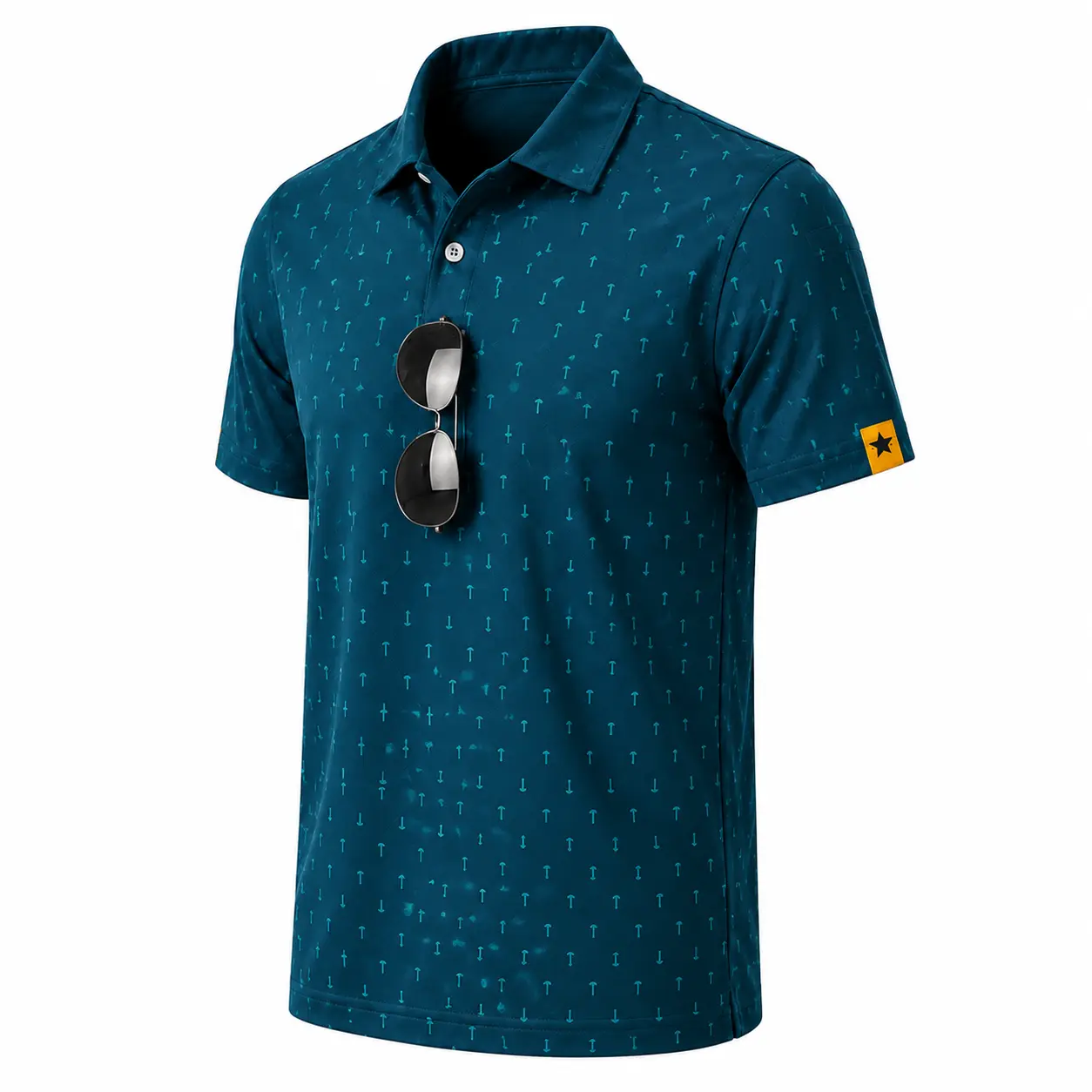 ZITY Mens Golf Polo Shirts Short Sleeve UPF 50+ Performance Moisture Wicking Print Pattern Casual Collared Golf Shirt or Men pop out polo Apparel