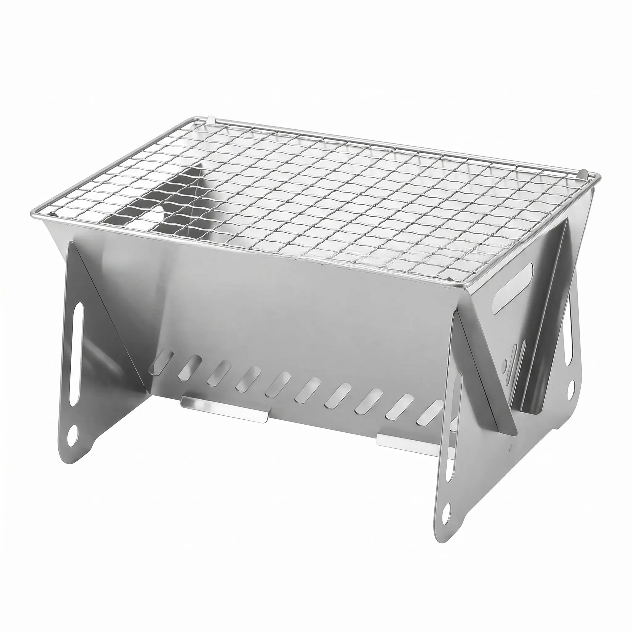 Korean BBQ Fire Pit. Portable Campfire BBQ Grill Stainless Steel Folding Fire Pit