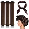 3-Pack Heatless Curls Styling Kit - Velvet Rollers, Silk Scarf, Hook, Headbands for Women, Hair Tools for Medium to Long Hair, Heatless Curls Overnight, Adds Shine and Smoothness, Textured Loose Styles