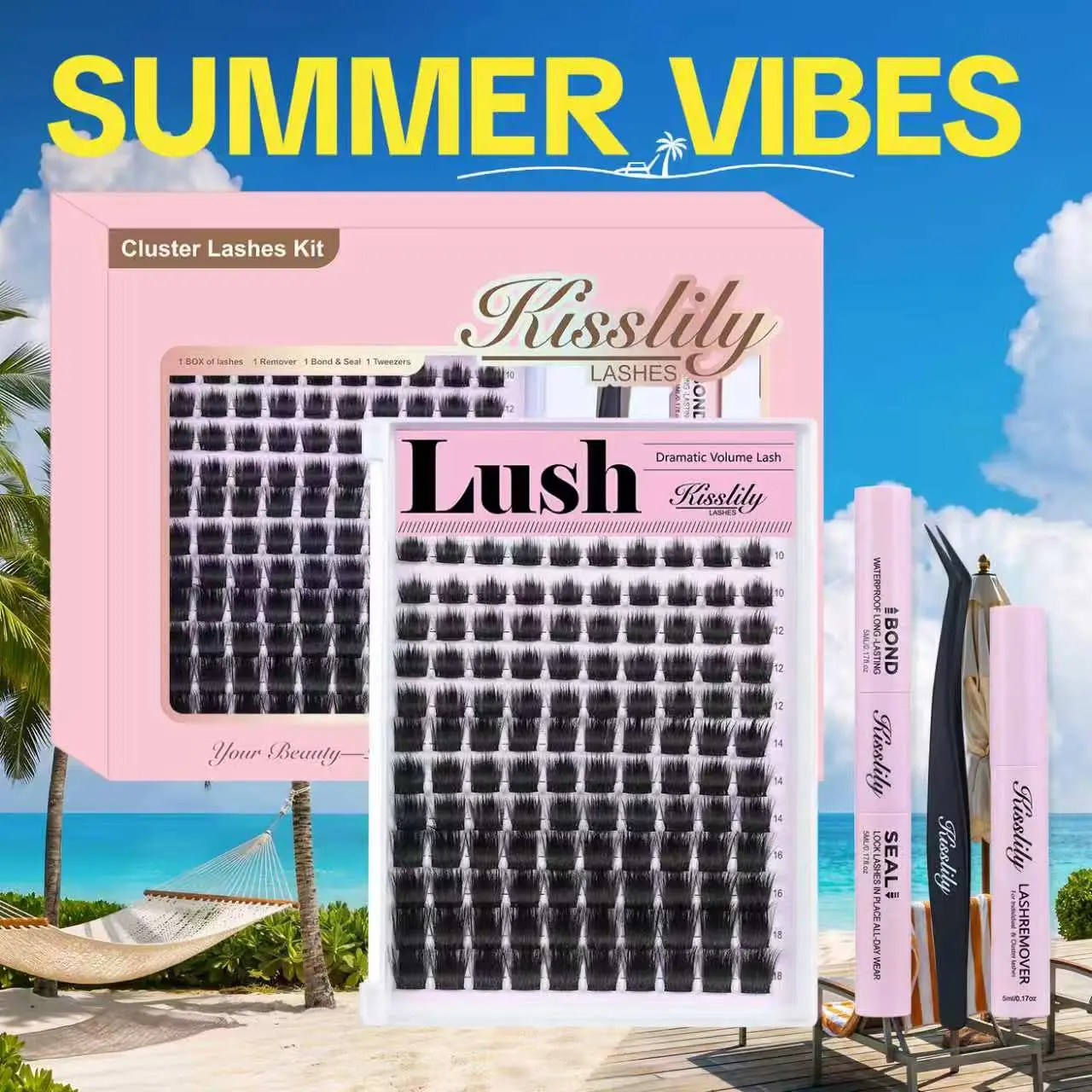 Lush | Kisslily Voluminous Manga Spike Lashes, Waterproof & Super Soft & Thin Band Too | Waterproof Long-Lasting  Daily Volume Style Beginner-Friendly DIY Lashes for Flawless Voluminous Look Trendy Must-Have Clusters #DealsforYouDays #SummerWins summerwin