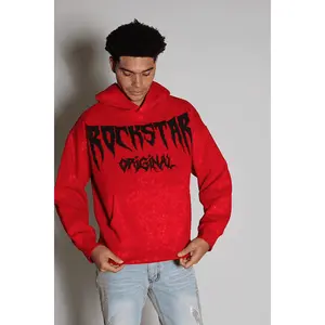Andros Red Rhinestone Oversized Hoodie