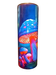 Neon Blacklight Shrooms Mushrooms - 20oz oz 20 oz. 20oz. - Skinny Straight Sublimation Tumbler - Amy's Tumbler Junkies - Your Favorite Tumbler Shop!