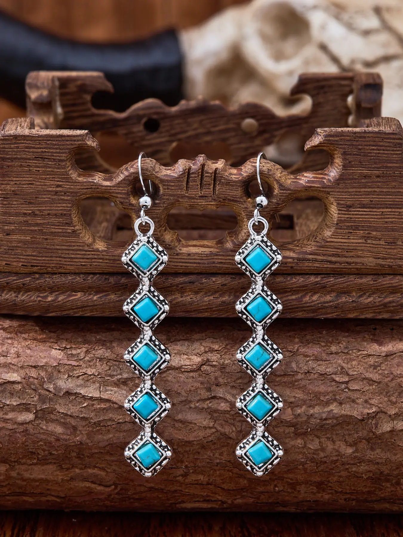 Vintage Cowgirl Western Turquoise Earrings Set, Boho Style Bohemian Zinc Alloy Earings, Multiple Colors, Daily Wear Jewelry for Women, Bohemian Influence, Turquoise Accents