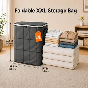 210L Extra Large Heavy Duty Moving Bags with Backpack Straps & Reinforced Handles, Dustproof Storage Bags for Clothes, Bedding & Travel, Zipper Closure Organizer for College Dorm, Closet and Home Organization