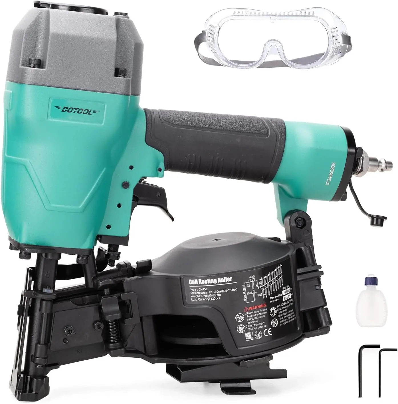 15 Degree Roofing Nail Gun| 15 Degree 3/4-Inch to 1-3/4-Inch Pneumatic Coil Nailer 120 pcs Load Capacity