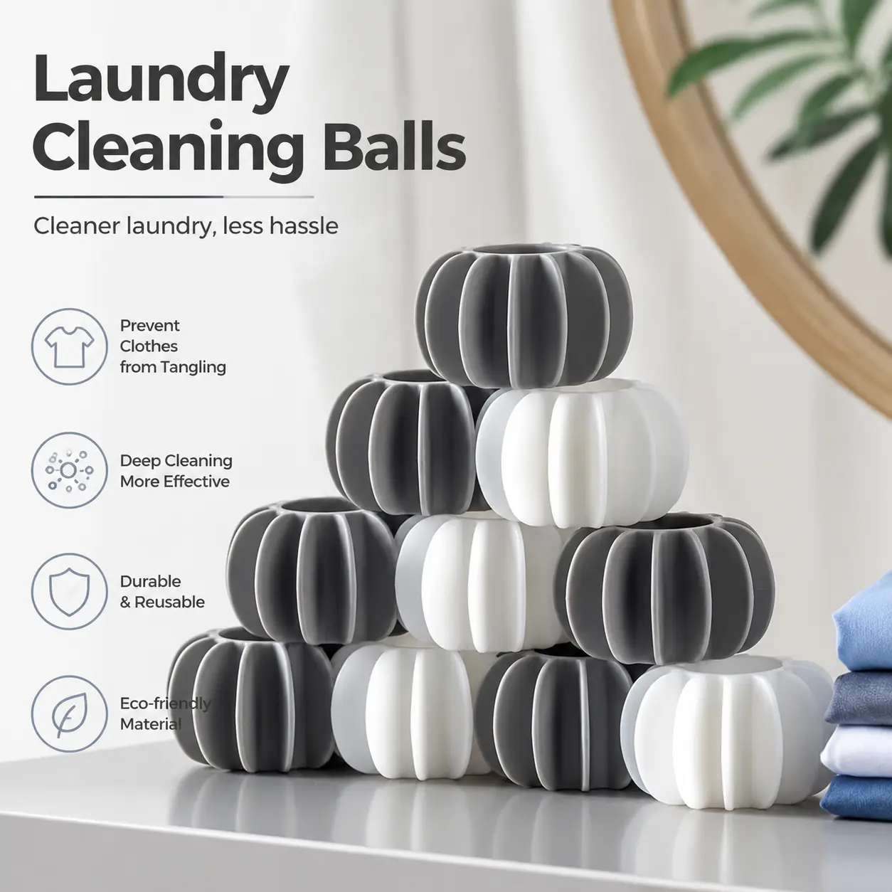 2 Counts, Anti-Tangle Laundry Balls Soft Reusable Washing Tool for Household Washing Machine Daily Laundry Use