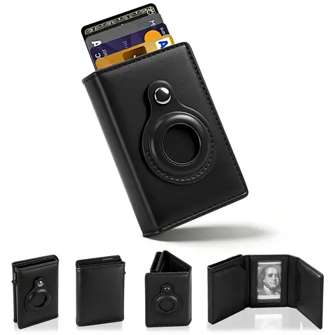 Men's Leather Smart Wallet 1 Pack (Brown, Black) - Magnetic Closure, Carbon Fiber, Lightweight Metal, RFID Blocking, 9-14 Card Capacity, ID Window, Cash Slot, Slim Minimalist Driver License Holder, Birthday/Father’s Day Gift Item