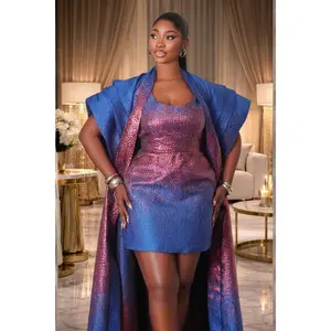Zaria Luxe Brocade Dress & Kimono Set