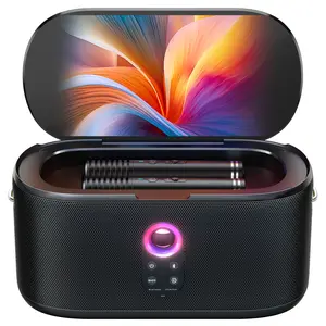 Ikarao Shell S1 Karaoke Machine with Lyrics Display Screen, KaraFun Prime, EQ, Autotune, Connect to TV, 2 Self-Charging Wireless Microphones, Karaoke System for Adults Kids, Portable Bluetooth Speaker for Home