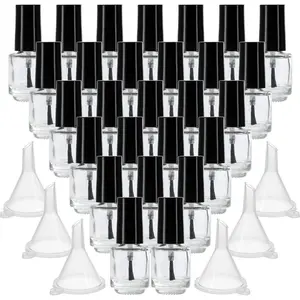 50 Pack 5 ml Empty Nail Polish Bottles with Brush Cap, Clear Nail Polish Containers with 6 Funnel in Bulk, Glass Refillable Nail Bottles for Nail Art, Samples