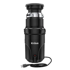 Kraus  WasteGuard High-Speed 0.5 HP Continuous Feed Ultra-Quiet Motor Garbage Disposal with Quick Connect Mount, Matte Black