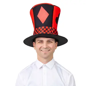 Whimsical Novelty Top Hat for Adults | Magician Costume Hat with Checkered Band - For Cosplay, Magic Show & Fantasy Party - One Size Fits All