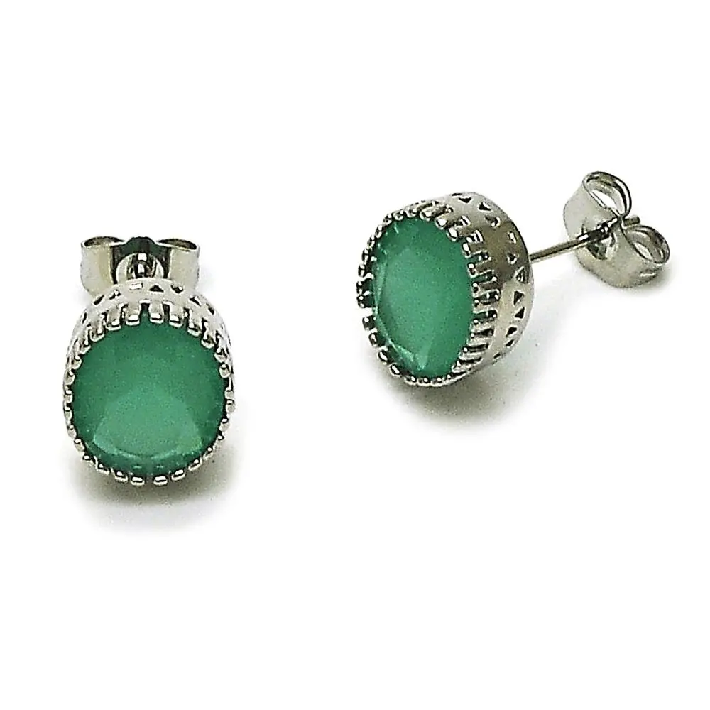 White gold filled jade stud earrings