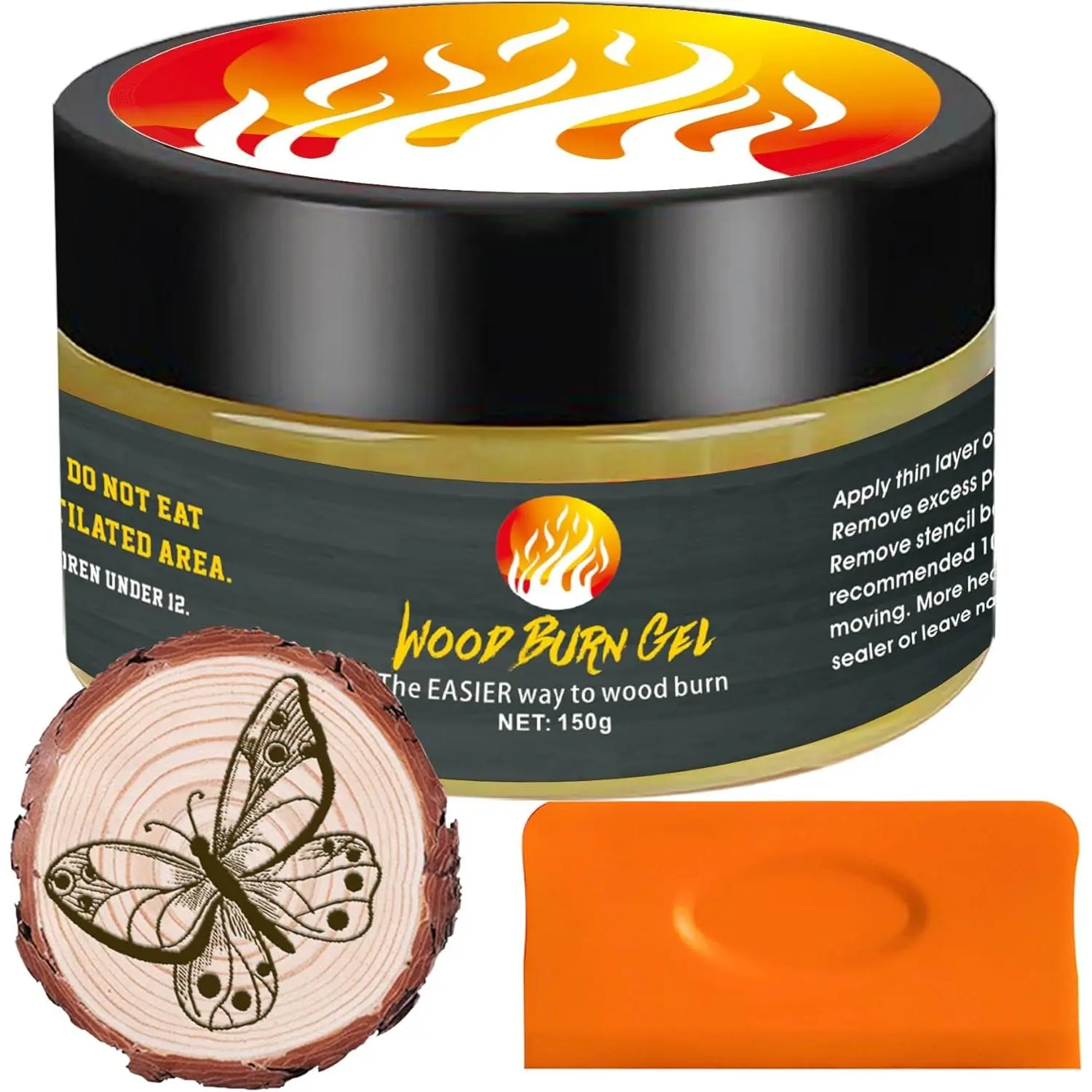 4 OZ 150ml Heat Activated Wooden Burning Paste Wood Burn Gel, Create Magical Art in Minutes, Perfect for Drawing DIY Arts, Suitable for Beginner Wood Burning Craft