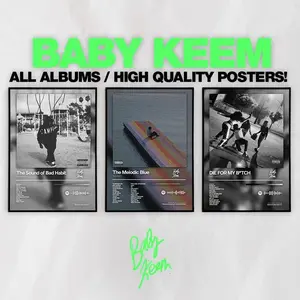 Baby Keem Poster 3 Pack -  Album Cover Wall Art - Minimal Arts - Dorm Room Decor - Music Lover Gift - Rap - Hip Hop - Melodic Blue #50
