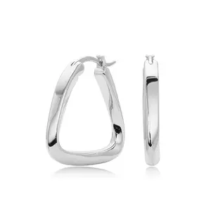 925 Sterling Silver Chunky Hoop Earrings Square Geometric Earrings Lightweight Classic Handmade Electroform Hollow Hoops,Fashion Jewelry Gift(Gold and Silver)