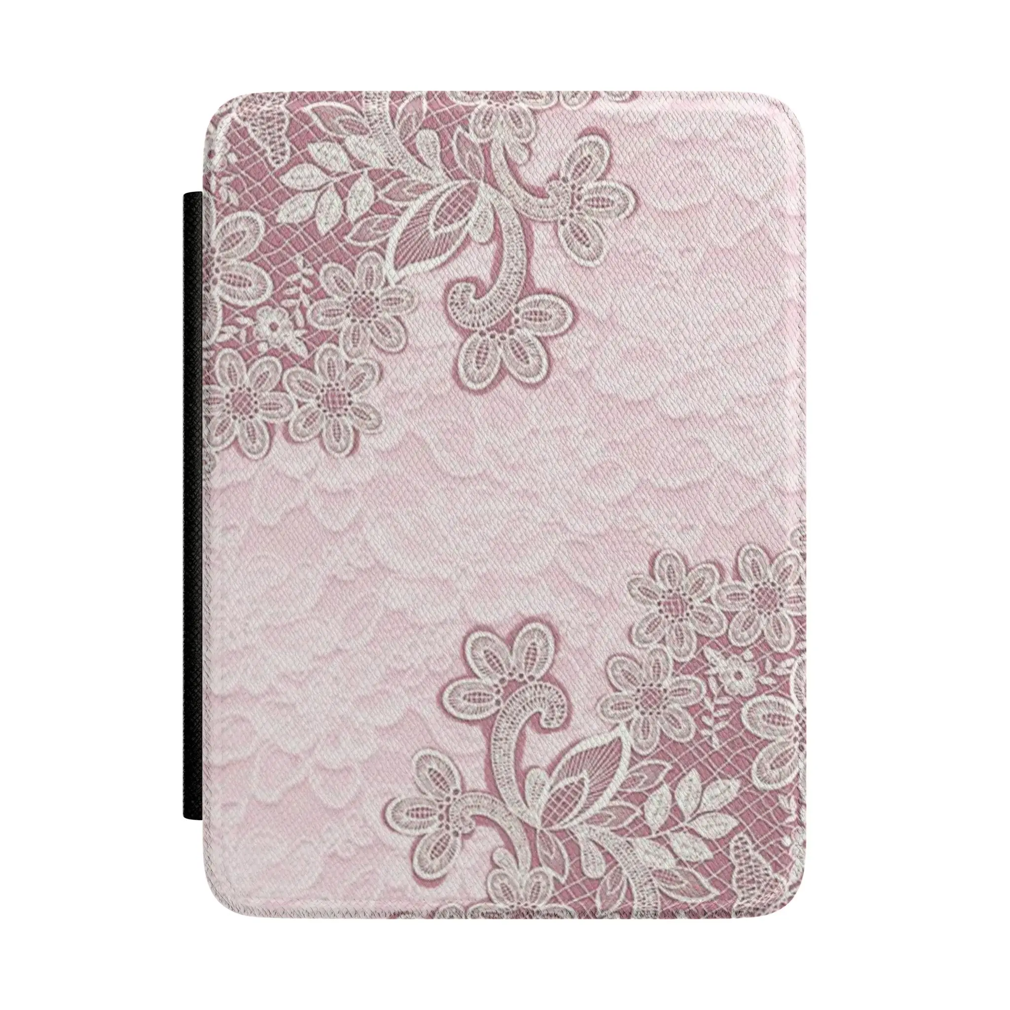 Pink Floral Lace Kindle Case | Coquette Aesthetic Paperwhite Folio Cover
