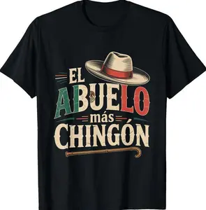 [100% Cotton]El Abuelo Mas Chingon Funny Best Mexican Dad T-Shirt Graphic Tees Casual Crewneck Shortsleeve Classic