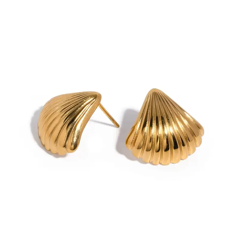 Ocean Collection Gift Texture Shell Stud Earrings - Non Tarnish