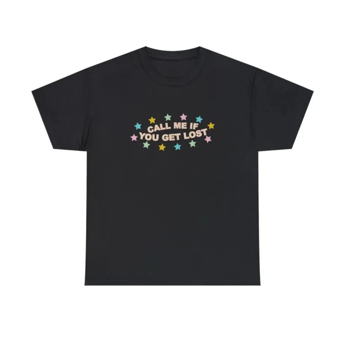 Men's Cotton T-Shirt with 'Call Me If You Get Lost' Graphic, Casual Short Sleeve Fitted Cut Basic Tee, Plus Sizes S-3XL, Graphic Tees, 2Xl, Round Neck, Print, Breathable Light, Sports, None, Tshirt, Top, Sweatpants, Cargo Pants, Shortsleeve, Menswear, Top