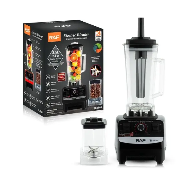 RAF 2-in-1 Electric Blender-Grinder, 2.5L Countertop Kitchen Appliance with Stainless Steel Blades, Multi-Speed Smoothie Maker