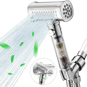 Hammer Shaped High Pressure Shower Head with 7-Stage Filtration & 4 Spray Modes, Waterfall Detachable Handheld, Anti-Clog Silicone Nozzles, 59-Inch Stainless Steel Hose