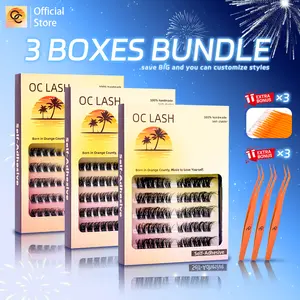 【3 boxes BUNDLE/SAVE BIG】【Customized Bundle/Make Note/Comment】OC DIY Eyelashes Self Adhesive Lash Clusters Pre glued Eyelash Clusters No Glue Needed Lashes Wispy D-curly Cluster Eyelash extensions 8-22mm Individual Lashes